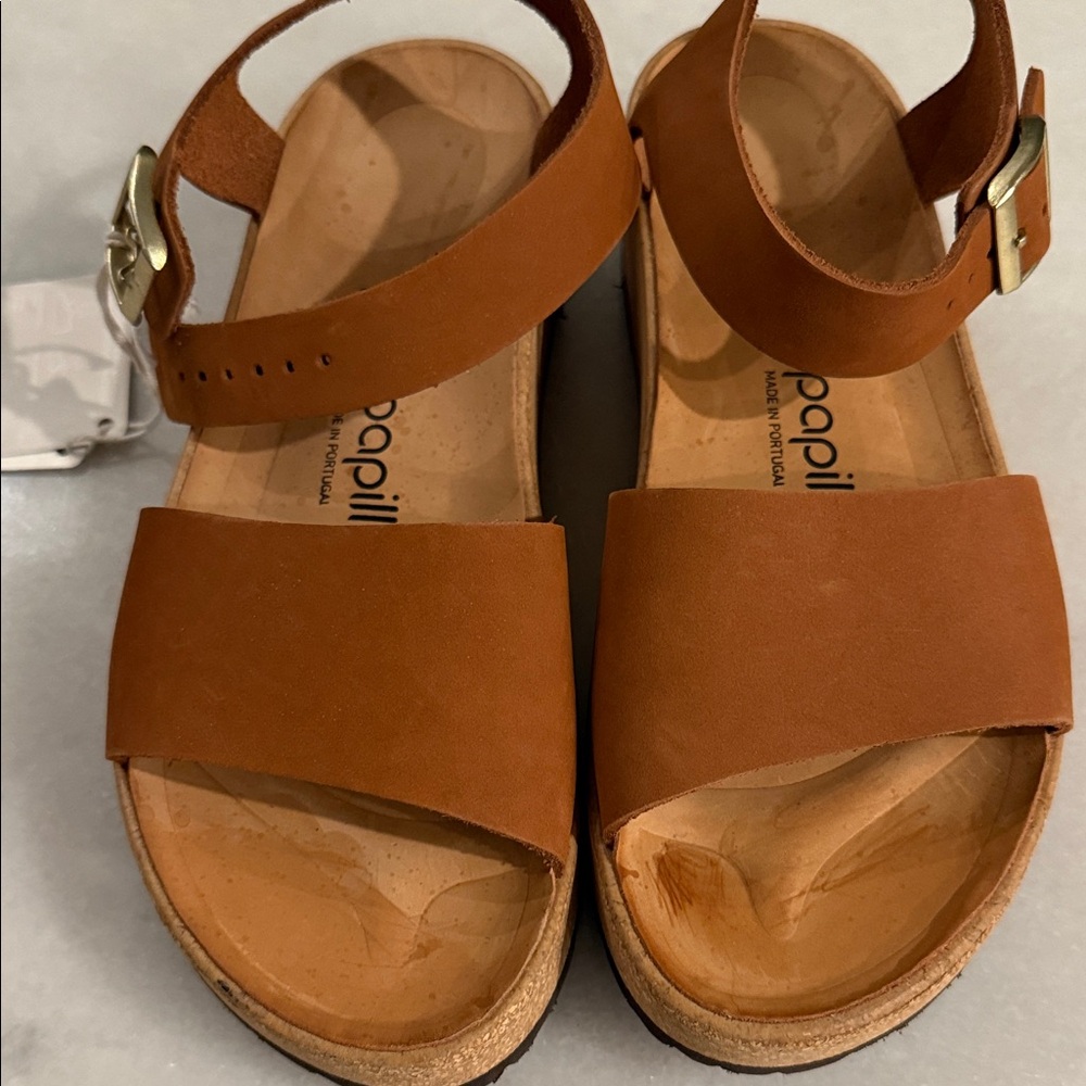Papillio Women's Brown Sandals with Gold Buckle
